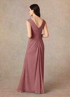 Azazie Sally Mother of the Bride Dresses Desert Rose A-Line V-Neck Pleated Chiffon Dress image4