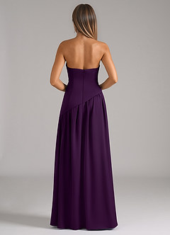 Azazie Adeline Bridesmaid Dresses Grape A-Line Strapless Stretch Satin Convertible Dress image5