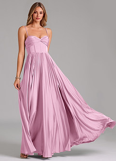 Azazie Akiko Bridesmaid Dresses Candy Pink A-Line Sweetheart Neckline Stretch Satin Dress image5
