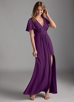 Azazie Zaniah Bridesmaid Dresses Grape A-Line Chiffon Dress image6
