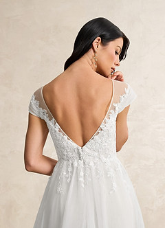 Azazie Bellisima Vestidos de novia Vestido de Diamante Blanco de Tul de Corte en A con Cuello en V image14