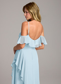 Azazie Aubrie Bridesmaid Dresses Sky Blue A-Line Off the Shoulder Chiffon Dress image2