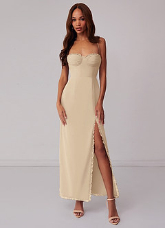 Barbie ♥ Azazie Bridesmaid Dresses Champagne Sheath Corset Chiffon Dress image1