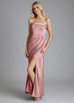 Azazie Aretha Bridesmaid Dresses Dusty Rose A-Line Strapless Stretch Satin Convertible Dress image4