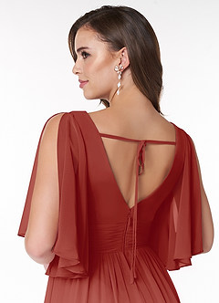 Azazie Temeka Bridesmaid Dresses Terracotta A-Line Ruched Chiffon Dress image5