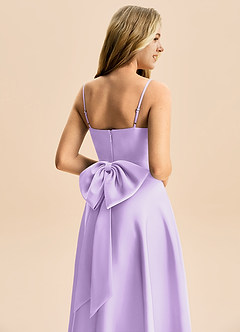 Azazie Rumi Junior A-Line Plisseret Stræk satin Gulv-længde Junior brudepige Kjole image6