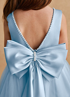 Azazie Cookie Flower Girl Dresses Powder Blue A-Line Bow Tulle Dress image6
