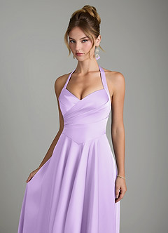 Azazie Tenaya Bridesmaid Dresses Lilac A-Line Sweetheart Neckline Stretch Satin Dress image3