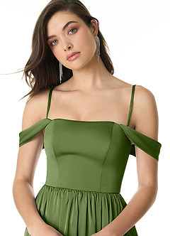 Azazie Morana Bridesmaid Dresses Juniper A-Line Off the Shoulder Stretch Satin Convertible Dress image6