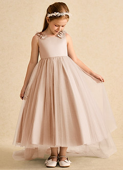 Azazie Lorita Flower Girl Dresses English Rose A-Line Beaded Tulle Dress image5