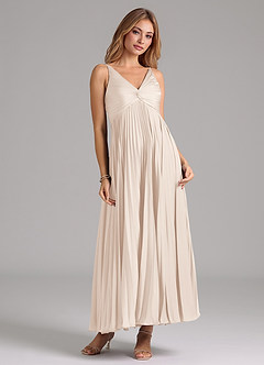 Azazie Raychelle Bridesmaid Dresses White Alabaster A-Line Pleated Stretch Satin Dress image5