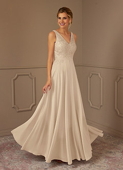 Azazie Joules Mother of the Bride Dresses Champagne A-Line Sequins Chiffon Dress image4
