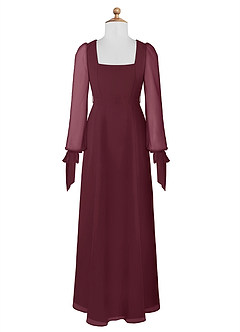 Azazie Leonia Junior Cabernet A-Line with Pockets Chiffon Dress image7