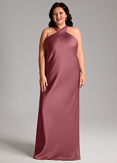 Azazie Doretta Bridesmaid Dresses Desert Rose Mermaid Pleated Stretch Satin Dress image6