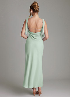 Azazie Luddie Vestidos de damas de honor Vestido de Agave de Gasa de Corte Sirena con Lazo image5