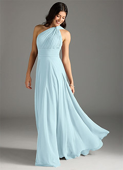 Azazie Charlize Bridesmaid Dresses Cloud Blue A-Line One Shoulder Chiffon Dress image1