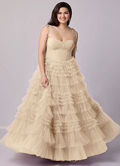 Barbie ♥ Azazie Bridesmaid Dresses Champagne A-Line Sweetheart Neckline Tulle Dress image6