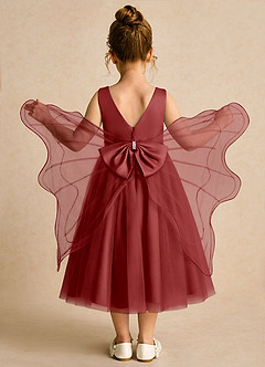 Azazie Pear Flower Girl Dresses Rust Ball-Gown Bow Tulle Dress image1