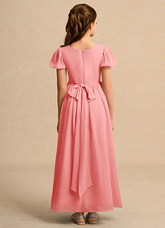 Azazie Joss Flower Girl Dresses Coral A-Line with Sleeves Chiffon Dress image10