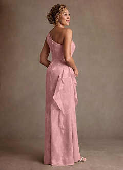Azazie Galinda Final Sale Dusty Rose Sheath One Shoulder Floral Jacquard Dress image3