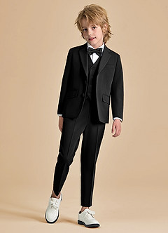 front Oliver Niños Negro Traje de 5 piezas