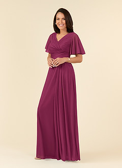 Azazie Emmeline Mère de la mariée Robes Robe Trapèze en Maille Col V plissé Mûre image8