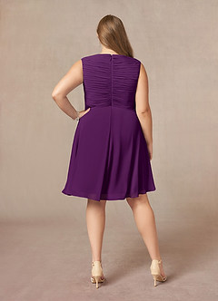 Azazie Theron Mother of the Bride Dresses Grape A-Line V-Neck Pleated Chiffon Dress image7