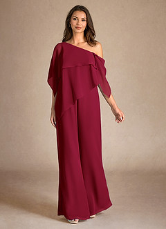 Azazie Halima Kleider für die Brautmutter Overall/Jumpsuit Seitliche Cut-Outs Chiffon Kleid Burgunderrot image4