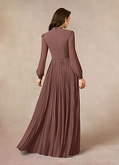 Azazie Adellah Mother of the Bride Dresses Espresso A-Line Pleated Chiffon Dress image3