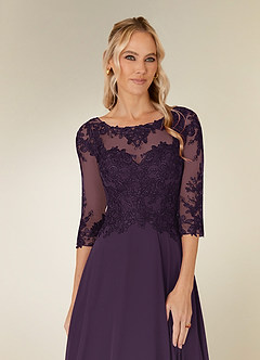 Azazie Monza Mother of the Bride Dresses Plum A-Line Lace Chiffon Dress image5