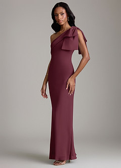 Azazie Yuanna Bridesmaid Dresses Cabernet Mermaid One Shoulder Chiffon Dress image5