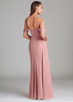 Azazie Amyra Bridesmaid Dresses Dusty Rose Sheath Off the Shoulder Chiffon Convertible Dress image4