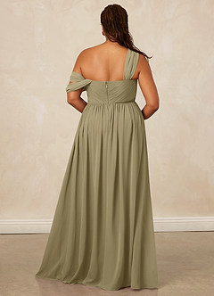 Christian Siriano Bridal for Azazie 1014 Robes de demoiselle d'honneur Robe Trapèze en Mousseline de soie Épaule décolletée Vert Mousse image17