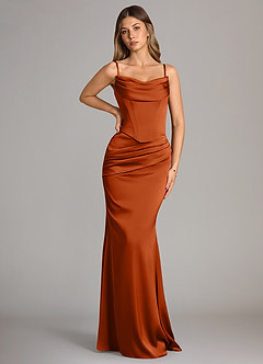 Azazie Sorrel Bridesmaid Dresses Burnt Orange Mermaid Strapless Stretch Satin Convertible Dress image6