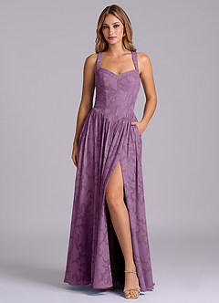 Azazie Francis Bridesmaid Dresses Wisteria A-Line Corset Floral Burnout Dress image1