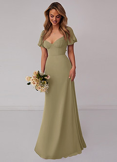 Barbie ♥ Azazie Bridesmaid Dresses Moss Green A-Line Pleated Chiffon Dress image6