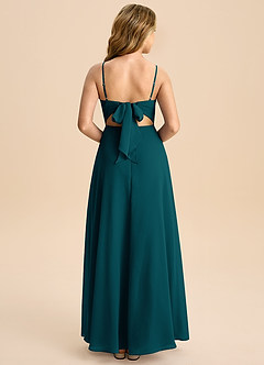 Azazie Shale Junior Pine A-Line Bow Chiffon Dress image1
