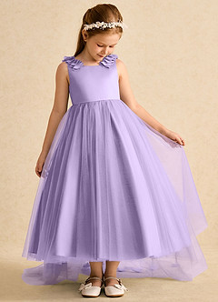 Azazie Lorita Flower Girl Dresses Lilac A-Line Beaded Tulle Dress image5