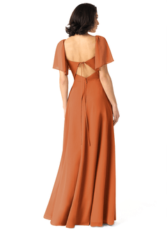 Azazie Chloe Bridesmaid Dresses Cinnamon A-Line Sweetheart Neckline Chiffon Dress image2