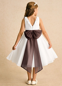 Azazie Dani Abiti da Ragazza di Fiori Abito A-Line in Chiffon Fiocco Avorio Ganache image2