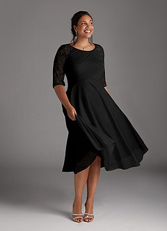 Azazie Gracelyn vestidos de madre de la novia Vestido de Negro de Encaje de Corte En A image8
