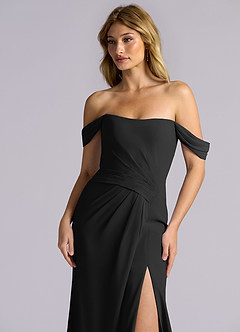 Azazie Heidi Brudtärnklänningar Klä av Sjöjungfru i Chiffong Korsett Svart image6