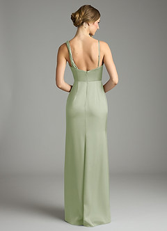 Azazie Samara Robes de demoiselle d'honneur Robe Sirène en Satin extensible Plissée Vert Sauge image2