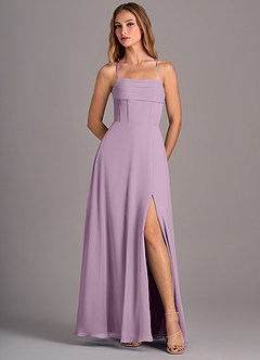 Azazie Carolyn Bridesmaid Dresses Wisteria A-Line Pleated Chiffon Dress image5