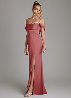 Azazie Nira Bridesmaid Dresses Antique Rose Mermaid Corset Stretch Satin Dress image6