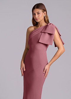 Azazie Yuanna Bridesmaid Dresses Desert Rose Mermaid One Shoulder Chiffon Dress image7