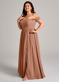 Azazie Calianna Bridesmaid Dresses Bronzer A-Line Off the Shoulder Chiffon Convertible Dress image10