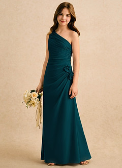 Azazie Sophie Girls Formal Sukienki dla dziewczynek sypiących kwiaty Osłona Jedno ramię Szyfon Długość podłogi Sukienka image4
