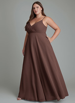 Azazie Amani Bridesmaid Dresses Ganache A-Line Pleated Chiffon Dress image10