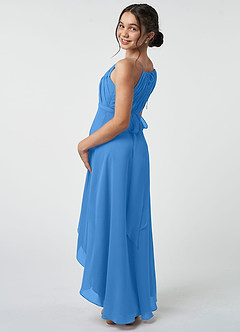 Azazie Oaklynn Junior Robe Trapèze en Mousseline de soie Plissée Geai Bleu image5